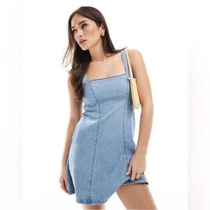 Hollister Light Blue Denim Dress with Tie Back - Small